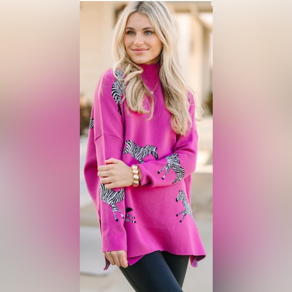 Shop The Mint Sweaters - Shop The Mint Pink Zebra Print Sweater
Size Small